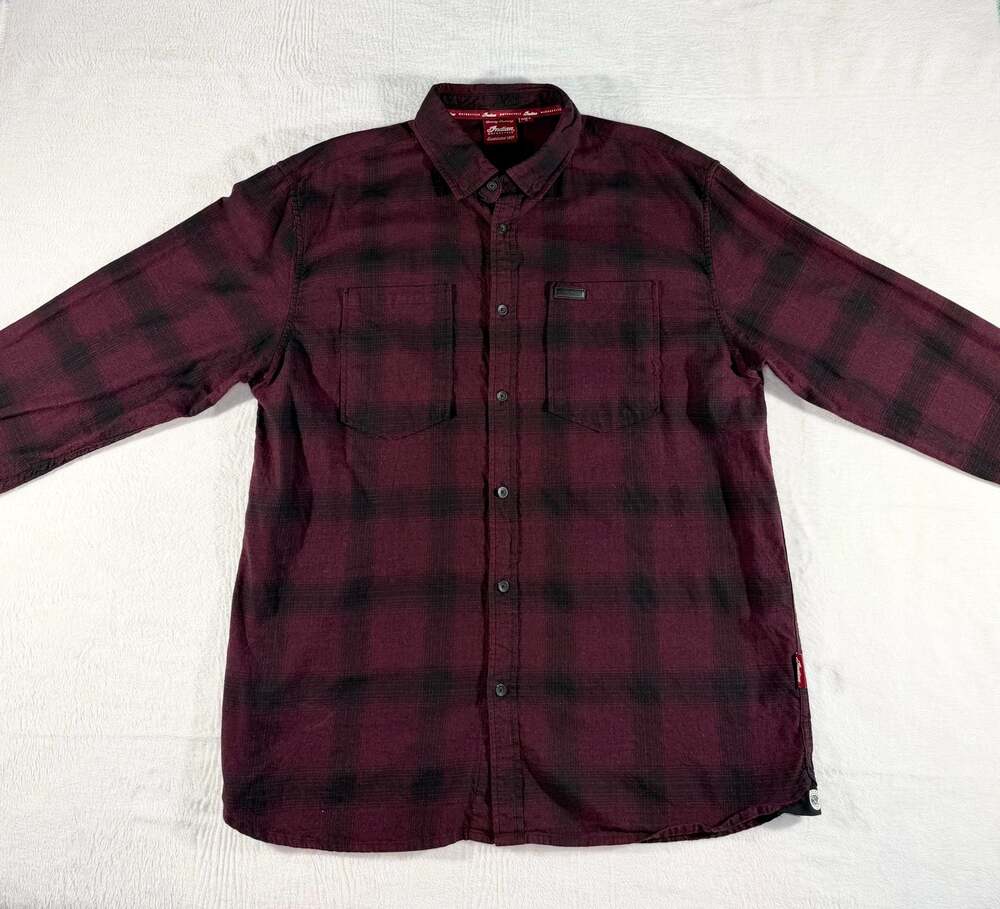 Indian Motorcycle Men's L/S Denver Plaid Flannel Button Up  Shirt, Indian Logo